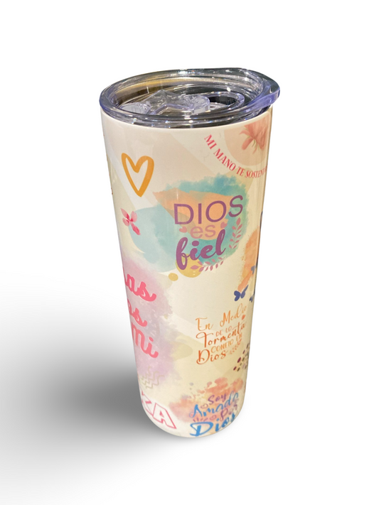 "Promesas de Dios Para Mi" 20oz Personalized Stainless Steel Tumbler with Engraved Name (With Metal Straw and Lid)