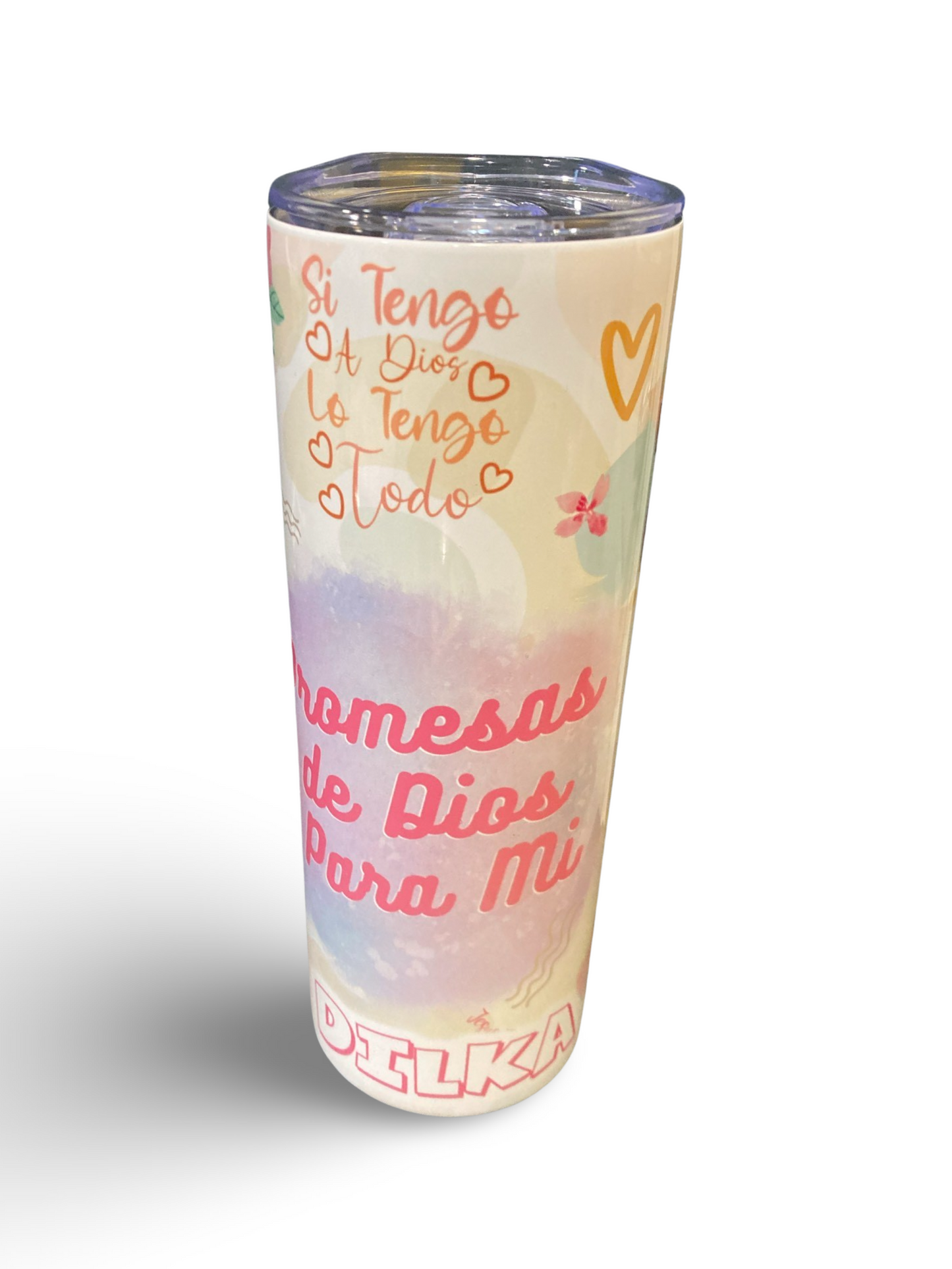 "Promesas de Dios Para Mi" 20oz Personalized Stainless Steel Tumbler with Engraved Name (With Metal Straw and Lid)