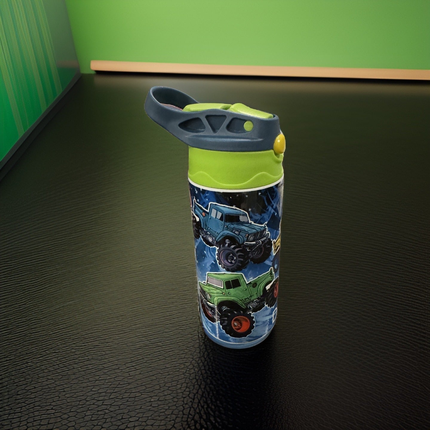 "Monster Truck 3" 12oz Personalized Kids Sippy Cup with Engraved Name