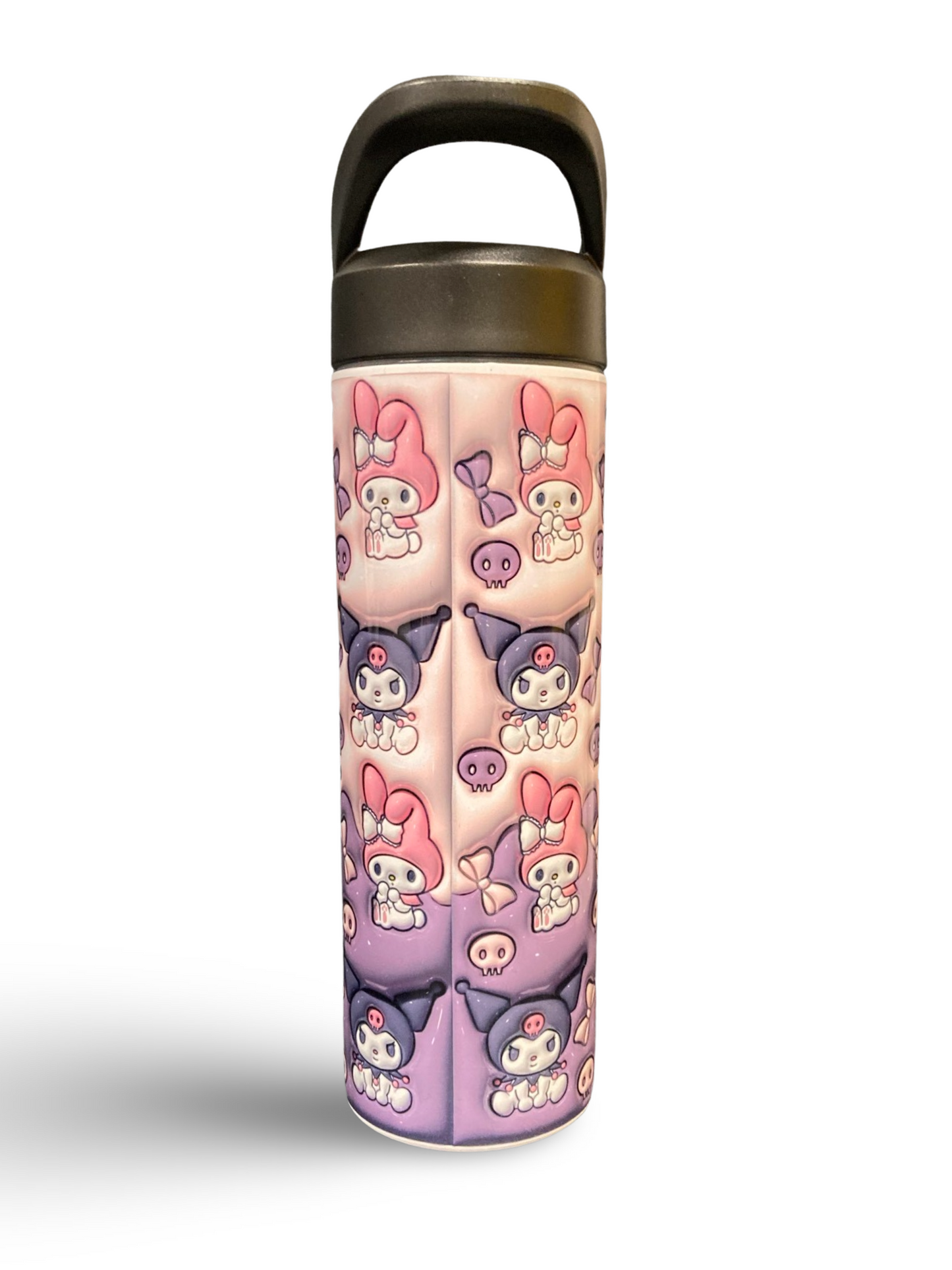 "Kuromi and Hello Kitty" 20oz Personalized Stainless Steel Sports Water Bottle with Engraved Name (with Straw Lid)