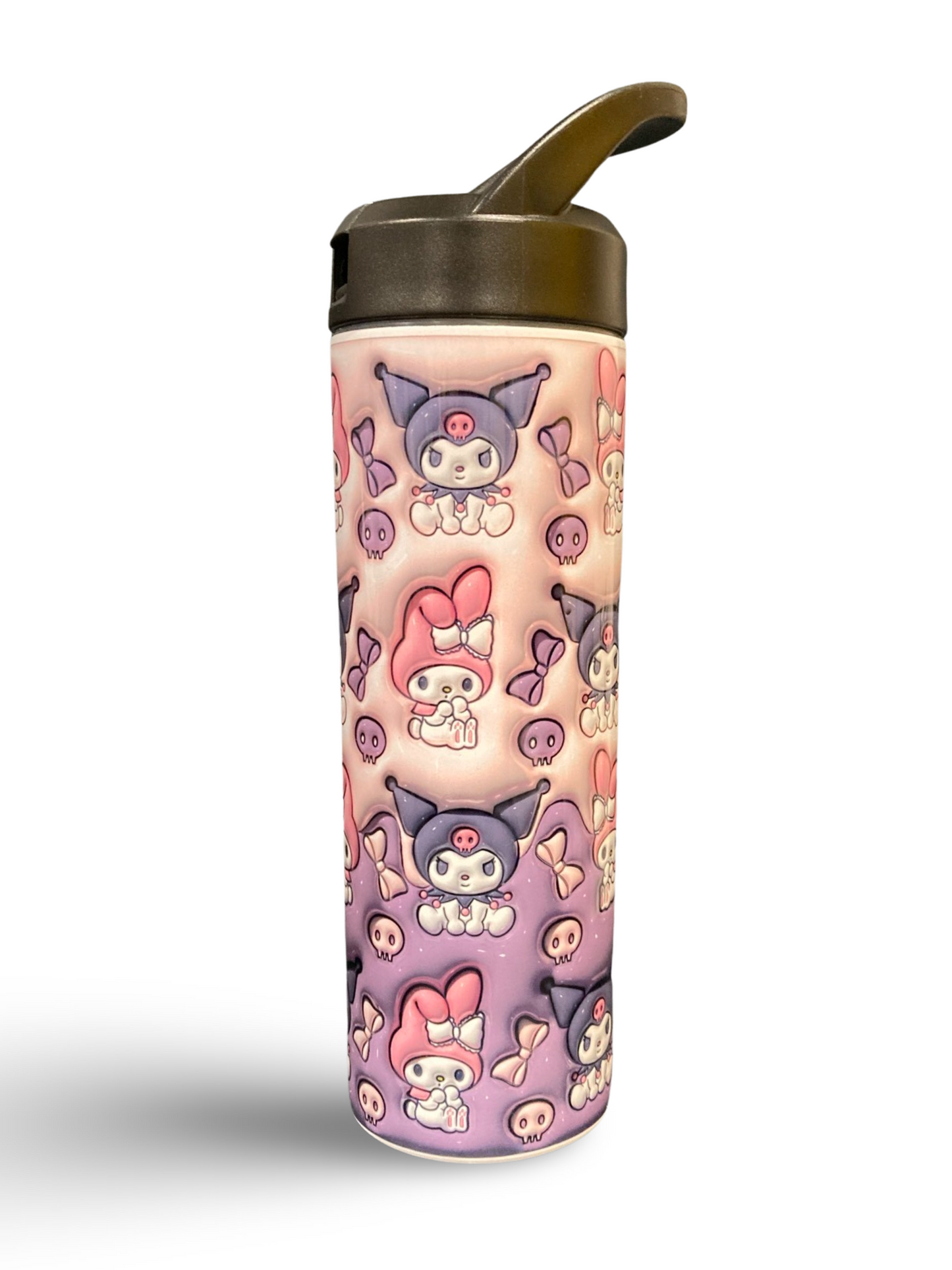 "Kuromi and Hello Kitty" 20oz Personalized Stainless Steel Sports Water Bottle with Engraved Name (with Straw Lid)