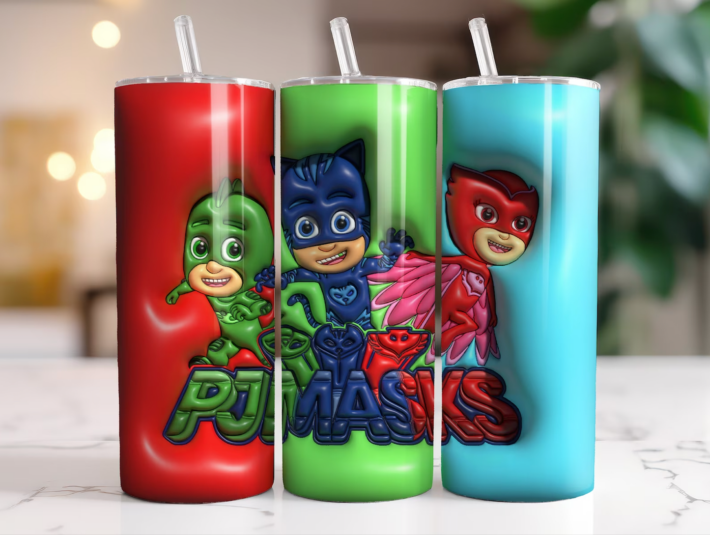 "PJ Masks" 20oz Personalized Stainless Steel Tumbler with Engraved Name